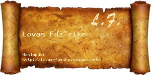Lovas Füzike névjegykártya